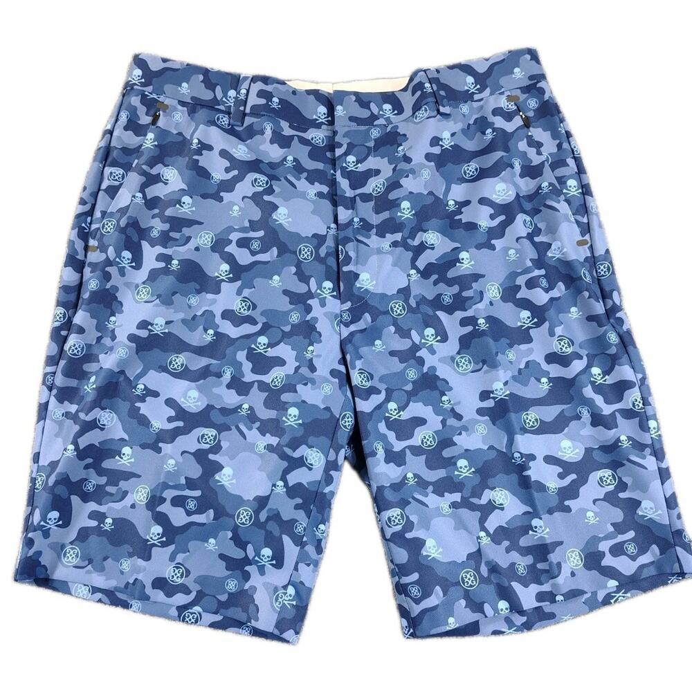 G/FORE Golf Shorts Men's 36 Blue Skull Camo Performance Stretch 10” GFORE EUC